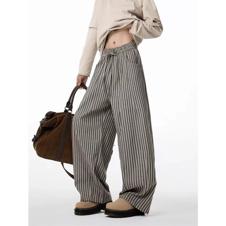 Men’s Plus Size Striped Wide-Leg Casual Pants Apparel and Accessories