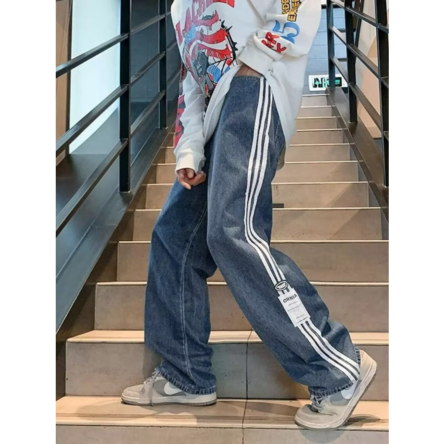 Men’s Plus Size Striped Wide-Leg Jeans Apparel and Accessories