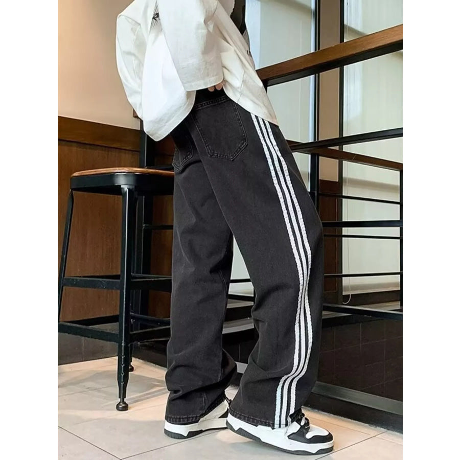 Men’s Plus Size Striped Wide-Leg Jeans Apparel and Accessories