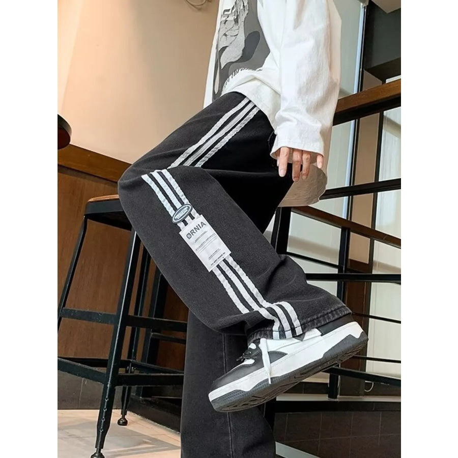 Men’s Plus Size Striped Wide-Leg Jeans Apparel and Accessories
