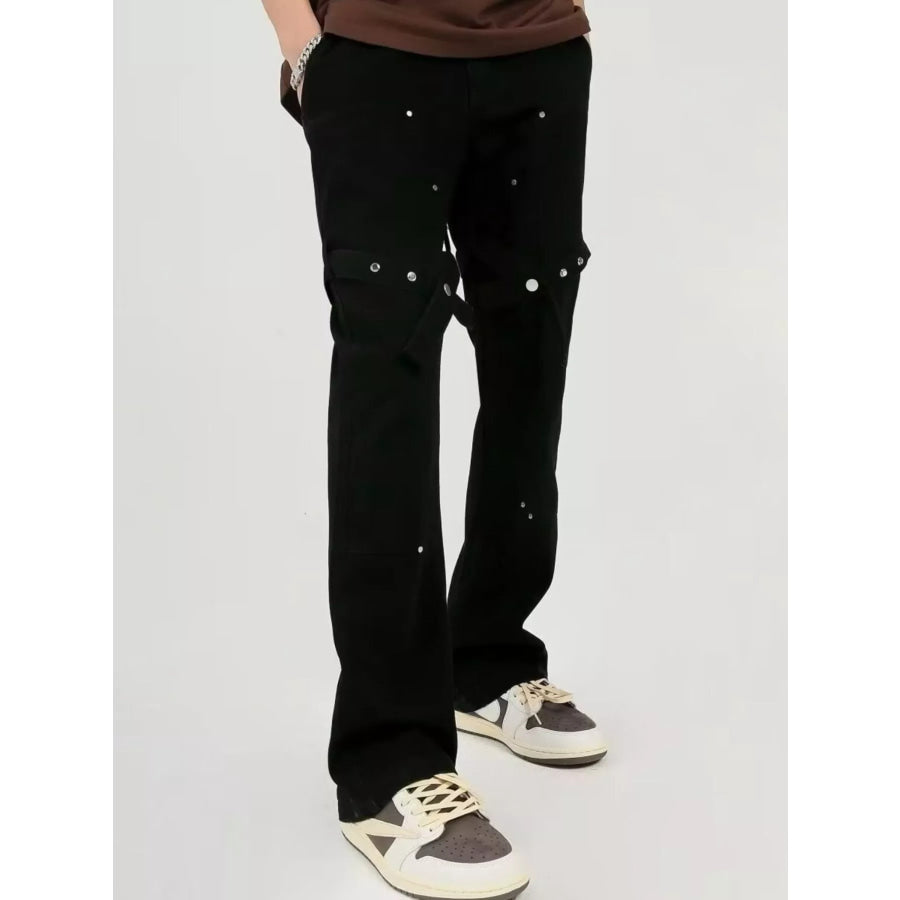 Men’s Plus Size Stud Embellishments Bootcut Pants Apparel and Accessories