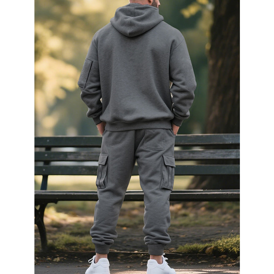 Men’s Plus Size Tactical Cargo Hoodie and Jogger Set
