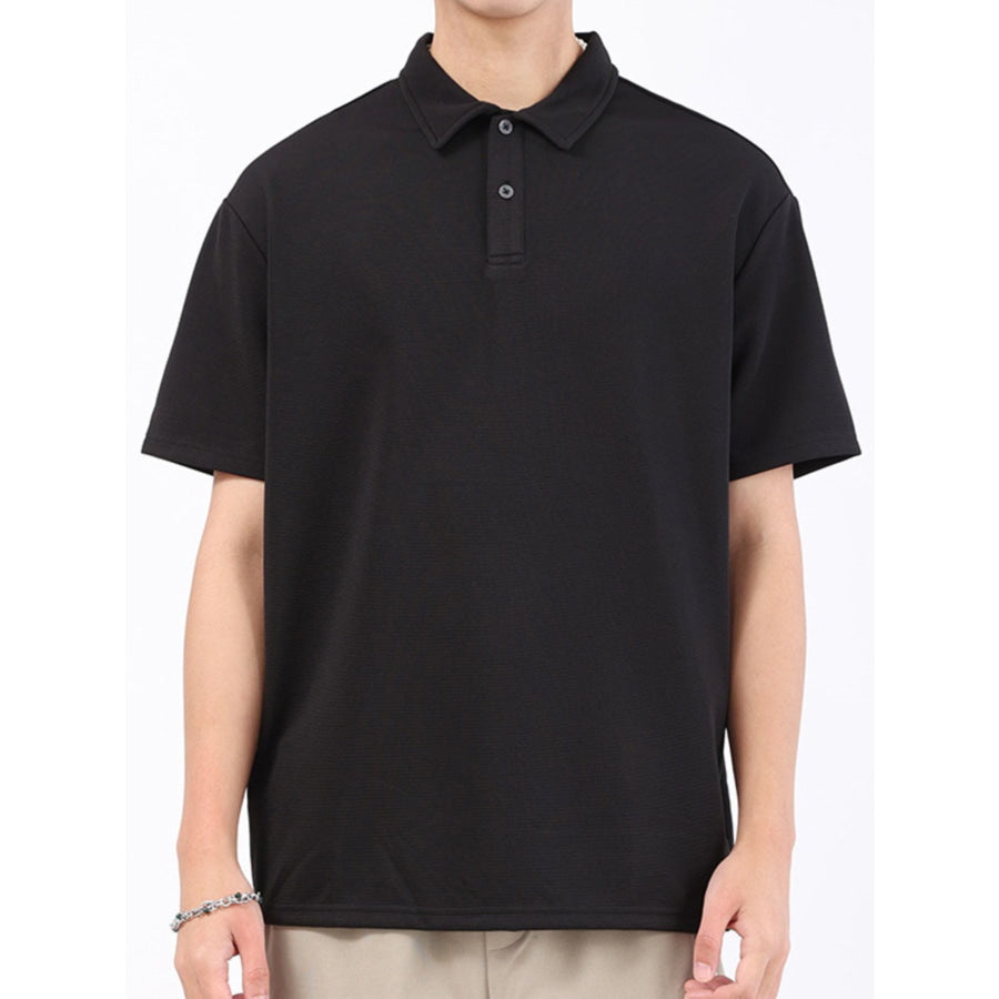 Men’s Plus Size Textured Breathable Performance Polo Black / M Apparel and Accessories