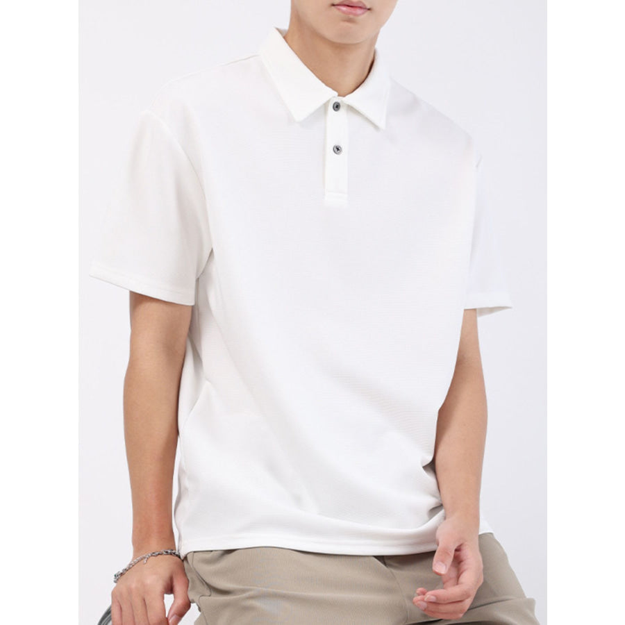 Men’s Plus Size Textured Breathable Performance Polo White / M Apparel and Accessories