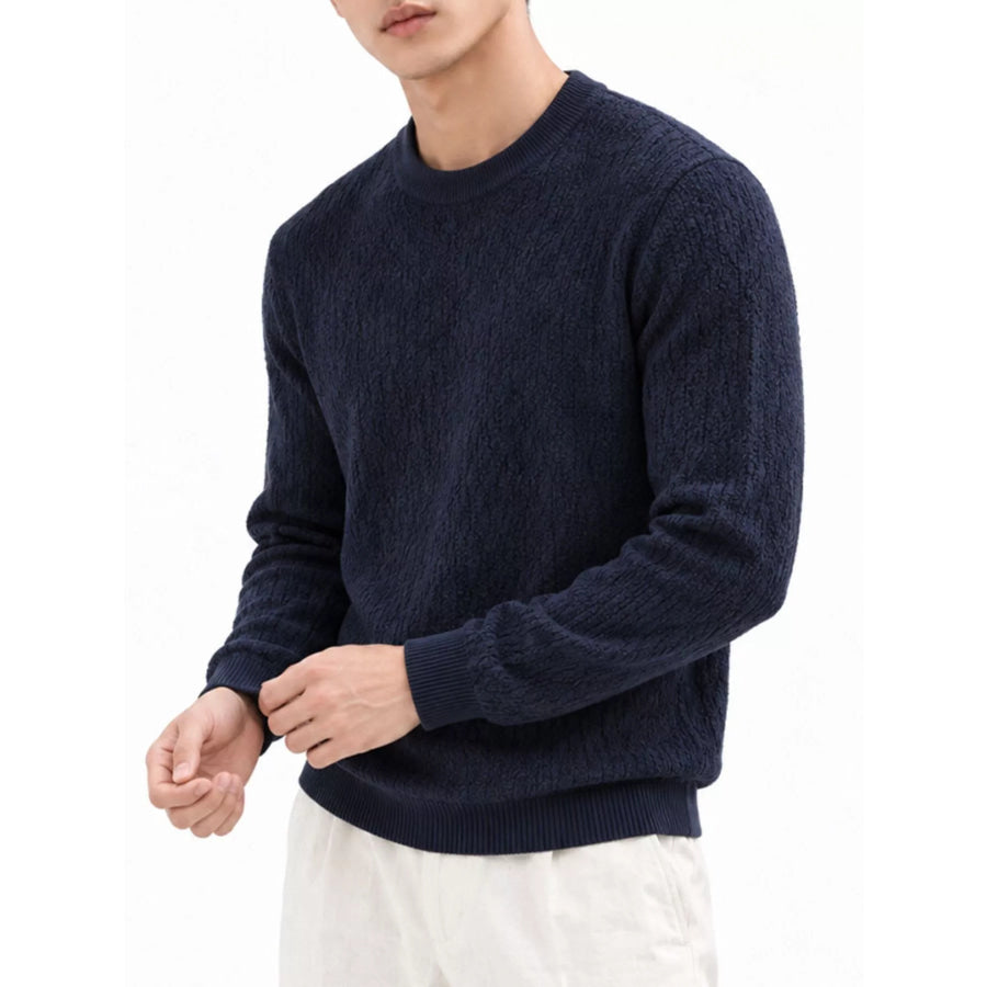 Men’s Plus Size Textured Crew Neck Sweater Apparel and Accessories