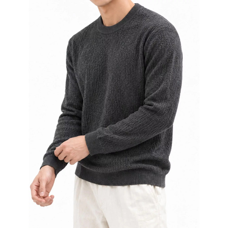 Men’s Plus Size Textured Crew Neck Sweater Apparel and Accessories
