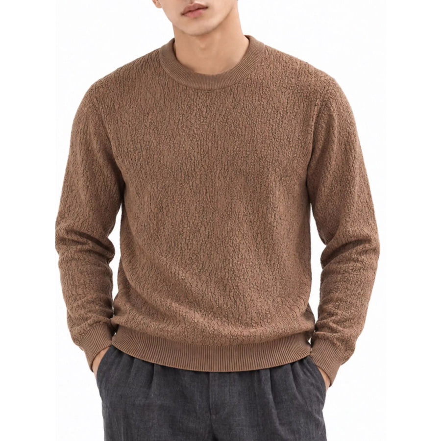 Men’s Plus Size Textured Crew Neck Sweater Apparel and Accessories