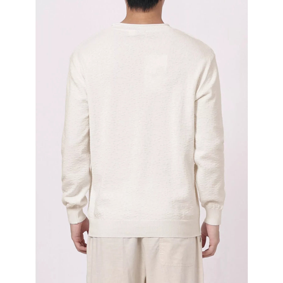 Men’s Plus Size Textured Crew Neck Sweater Apparel and Accessories