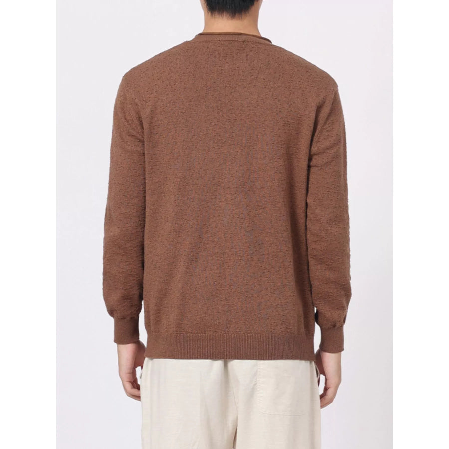Men’s Plus Size Textured Crew Neck Sweater Apparel and Accessories