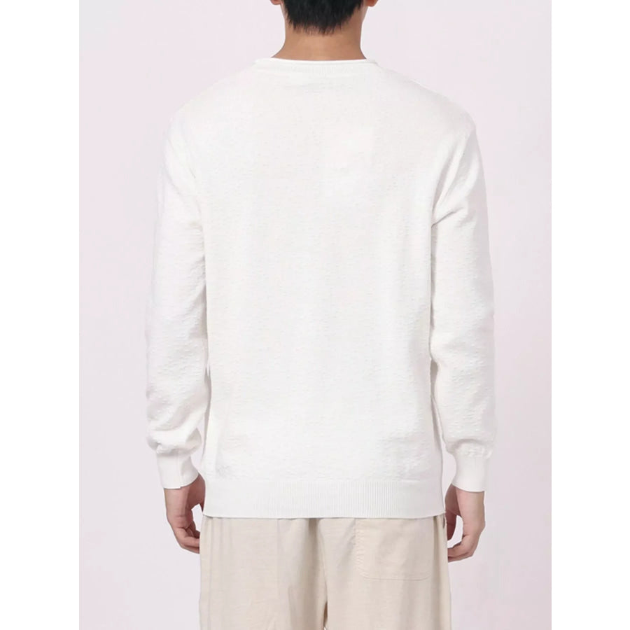 Men’s Plus Size Textured Crew Neck Sweater Apparel and Accessories