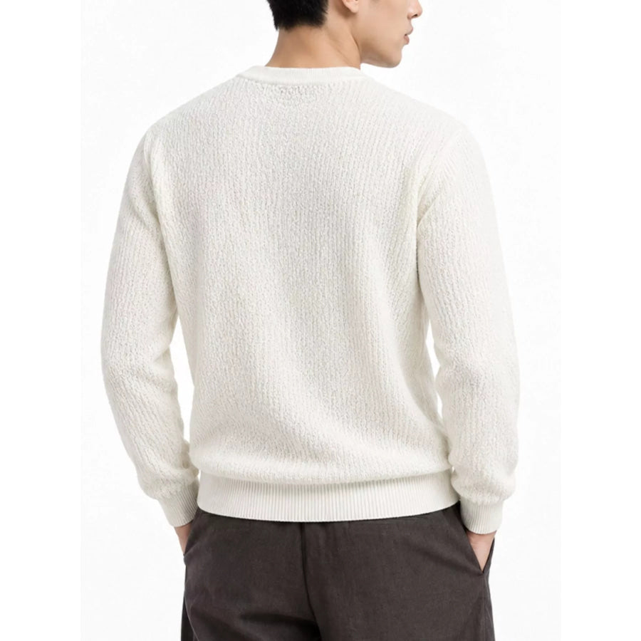 Men’s Plus Size Textured Crew Neck Sweater Apparel and Accessories