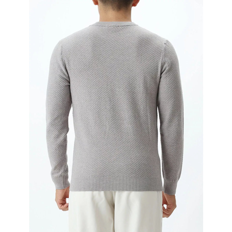 Men’s Plus Size Textured Crew Neck Sweater Apparel and Accessories