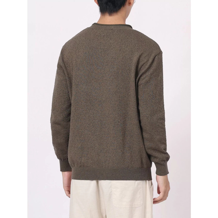 Men’s Plus Size Textured Crew Neck Sweater Apparel and Accessories