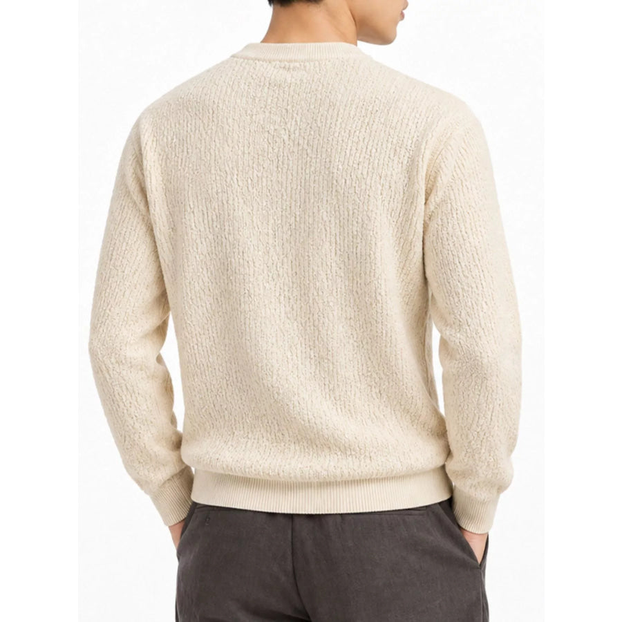 Men’s Plus Size Textured Crew Neck Sweater Apparel and Accessories