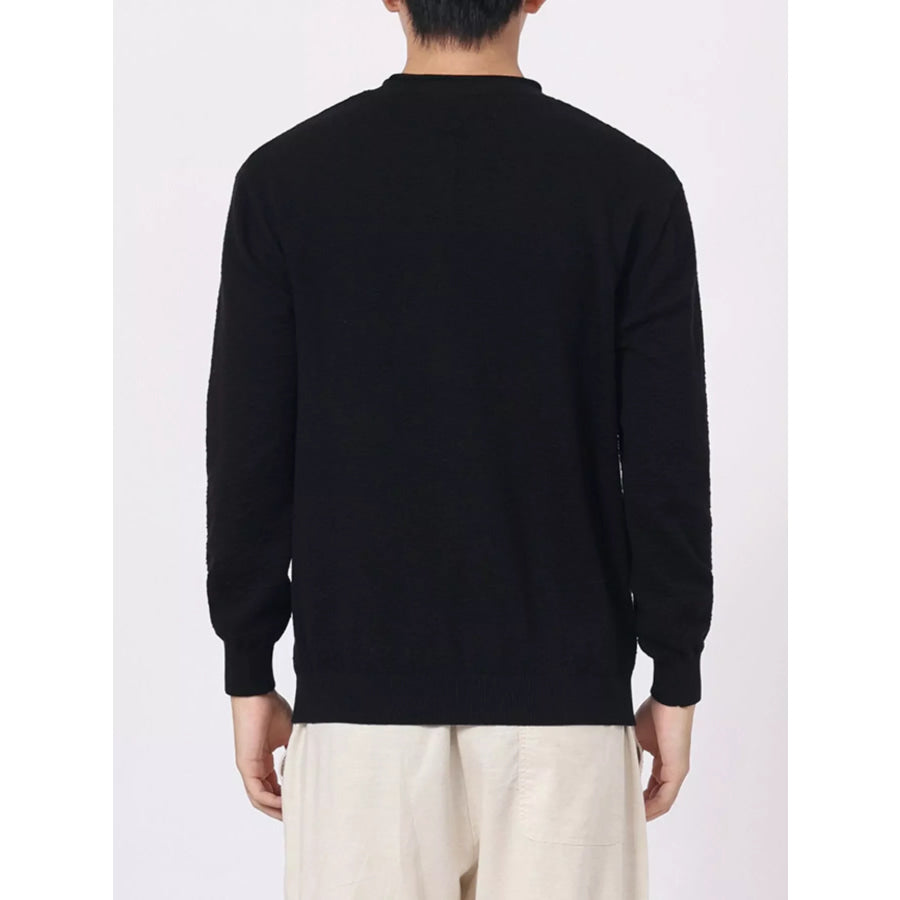 Men’s Plus Size Textured Crew Neck Sweater Apparel and Accessories