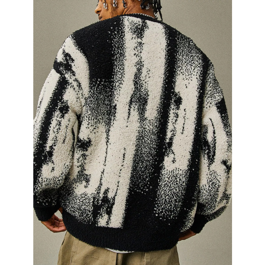 Men’s Plus Size Textured Dropped Shoulder Sweater Apparel and Accessories