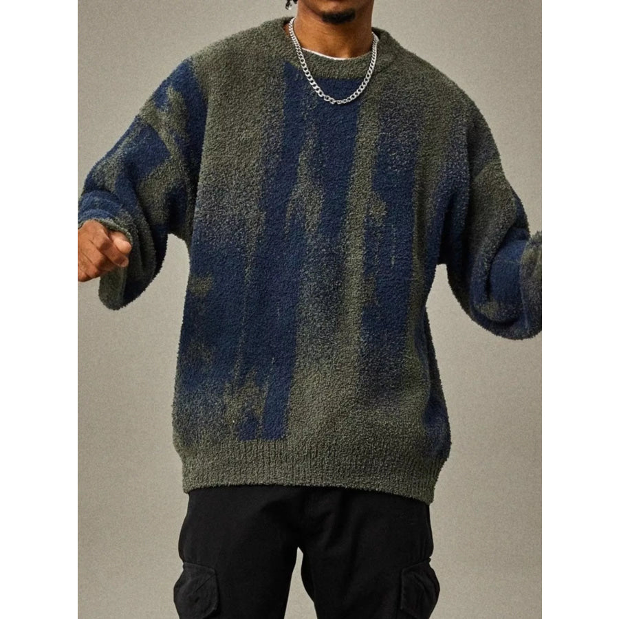 Men’s Plus Size Textured Dropped Shoulder Sweater Green / M Apparel and Accessories