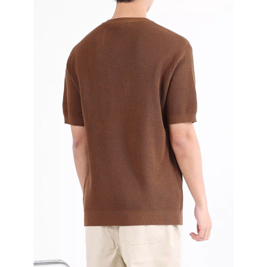 Men’s Plus Size Textured Knit Henley T-Shirt Apparel and Accessories