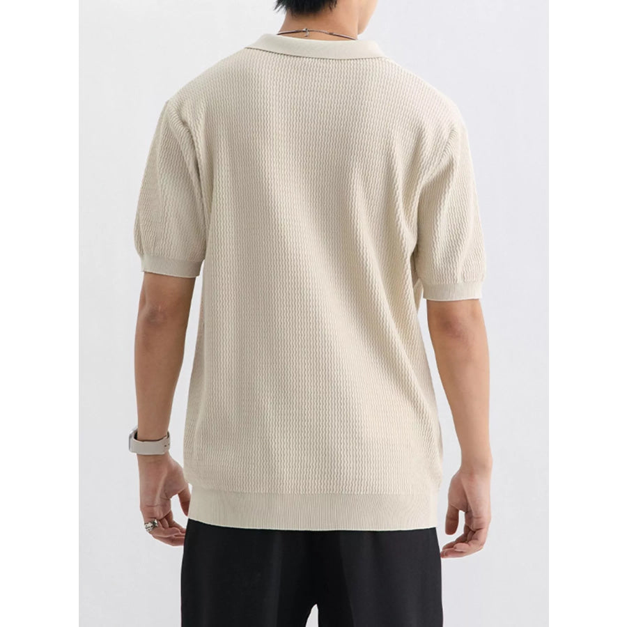 Men’s Plus Size Textured Knit Short Sleeve Polo Apparel and Accessories