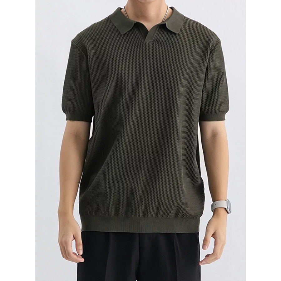 Men’s Plus Size Textured Knit Short Sleeve Polo Apparel and Accessories