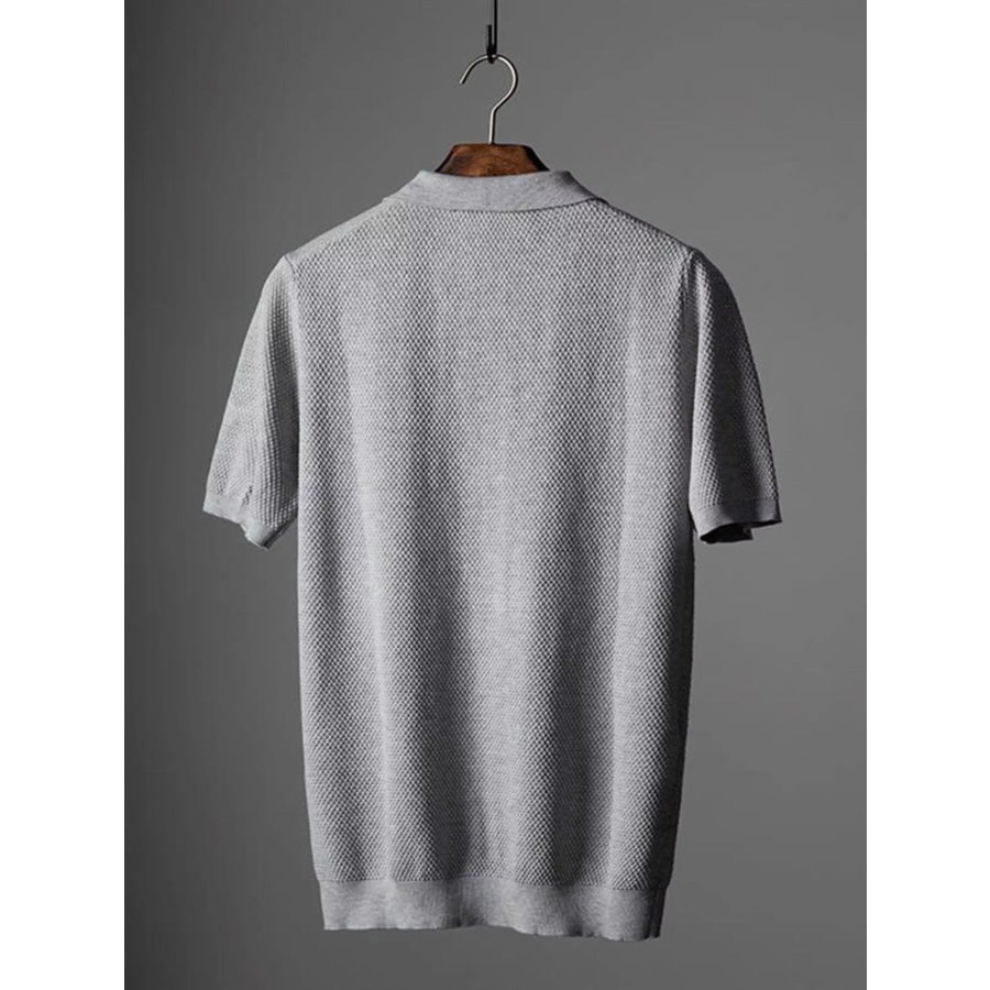 Men’s Plus Size Textured Knit Short Sleeve Polo Apparel and Accessories