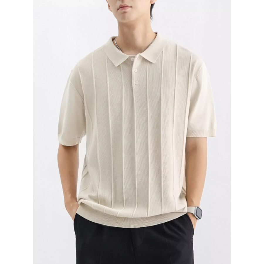 Men’s Plus Size Textured Knit Short Sleeve Polo Apparel and Accessories