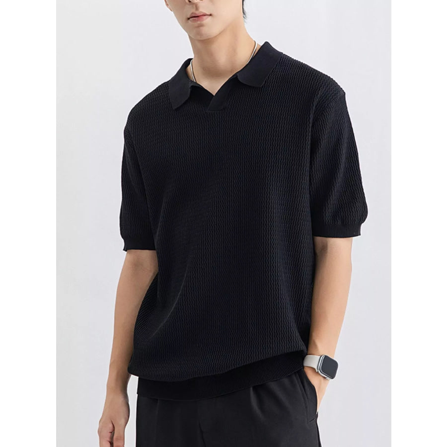 Men’s Plus Size Textured Knit Short Sleeve Polo Apparel and Accessories