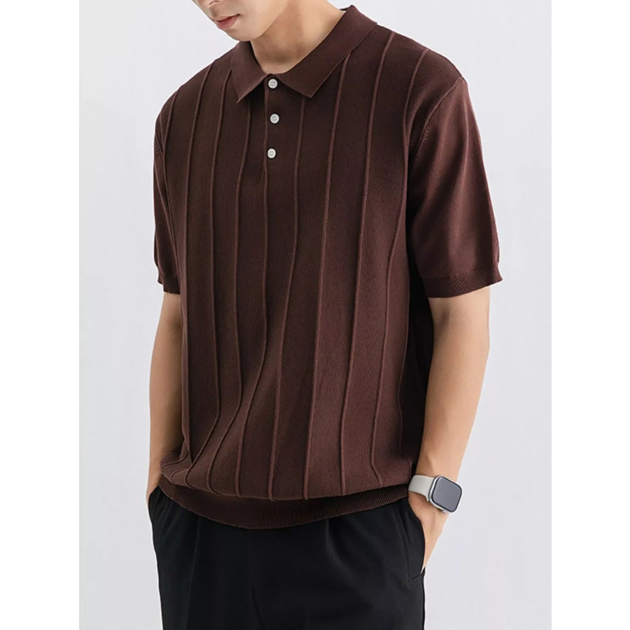 Men’s Plus Size Textured Knit Short Sleeve Polo Apparel and Accessories