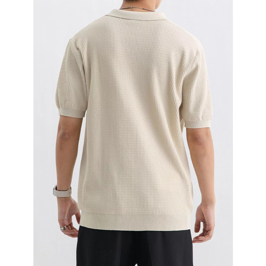 Men’s Plus Size Textured Knit Short Sleeve Polo Apparel and Accessories