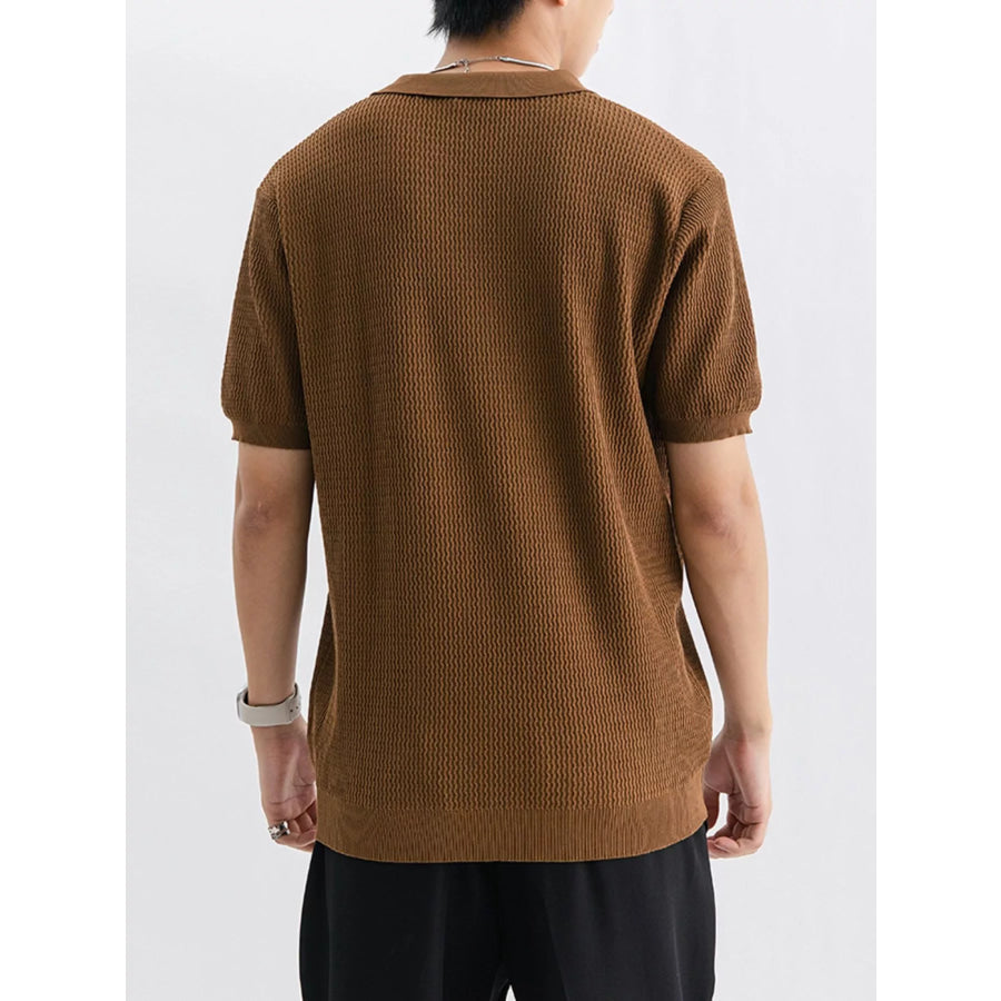 Men’s Plus Size Textured Knit Short Sleeve Polo Apparel and Accessories