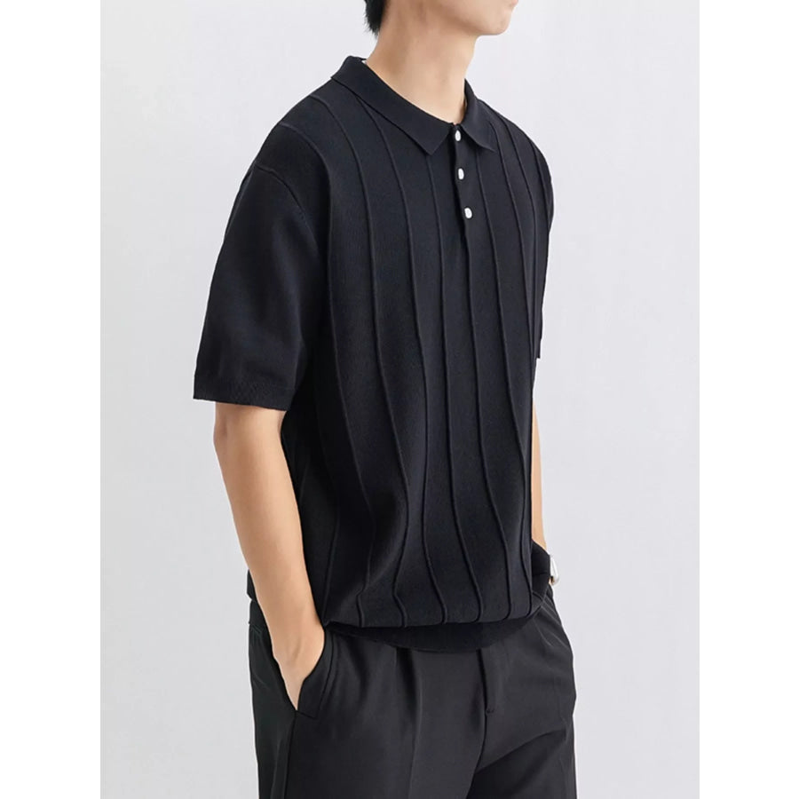 Men’s Plus Size Textured Knit Short Sleeve Polo Apparel and Accessories