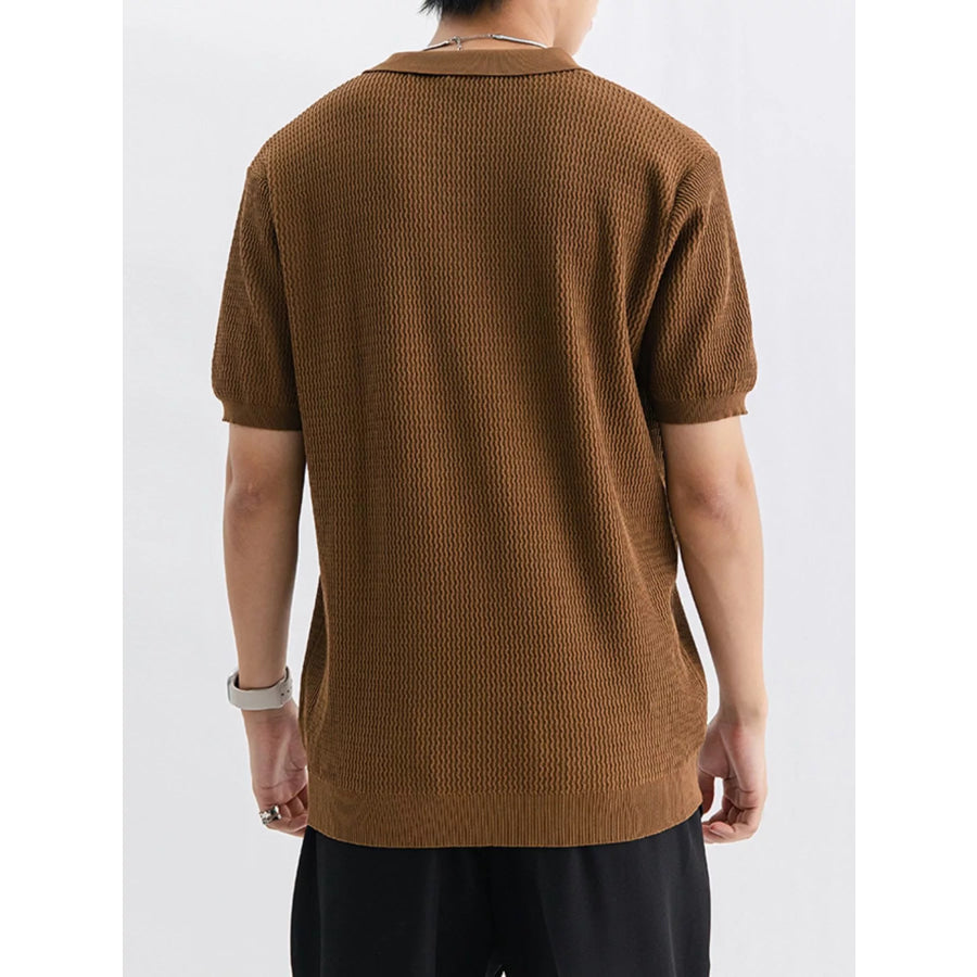 Men’s Plus Size Textured Knit Short Sleeve Polo Apparel and Accessories
