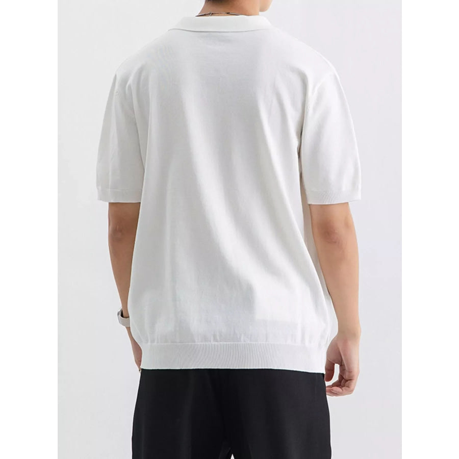 Men’s Plus Size Textured Knit Short Sleeve Polo Apparel and Accessories