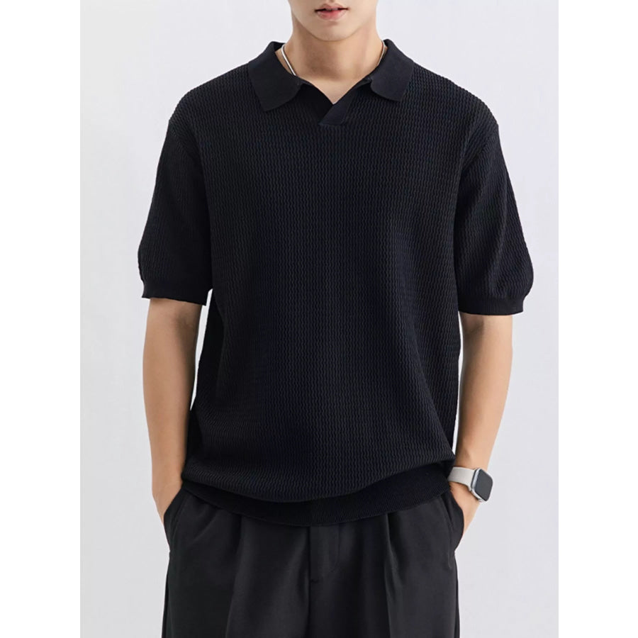 Men’s Plus Size Textured Knit Short Sleeve Polo Apparel and Accessories