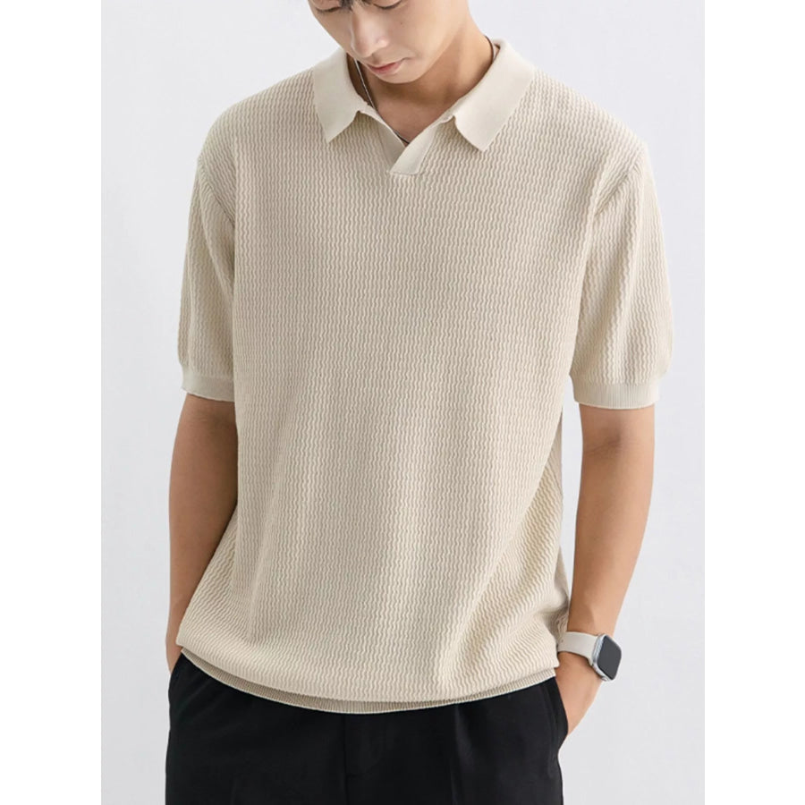 Men’s Plus Size Textured Knit Short Sleeve Polo Apparel and Accessories