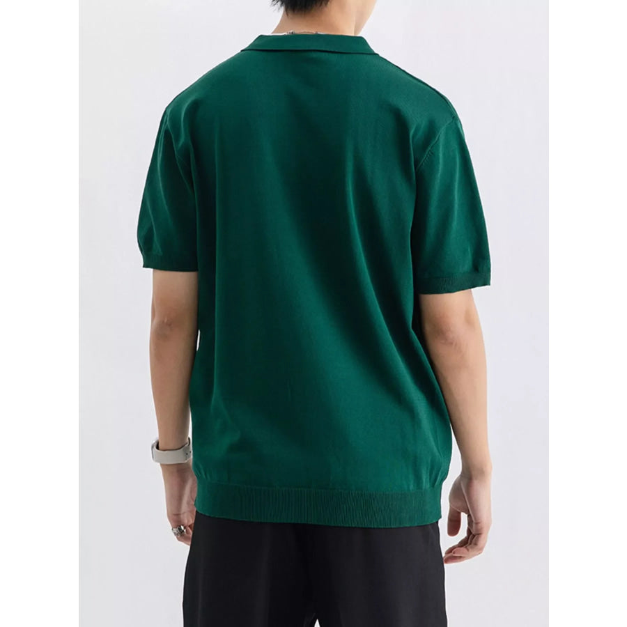 Men’s Plus Size Textured Knit Short Sleeve Polo Apparel and Accessories