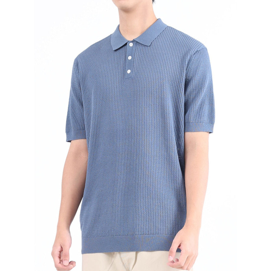 Men’s Plus Size Textured Knit Short Sleeve Polo Shirt Apparel and Accessories