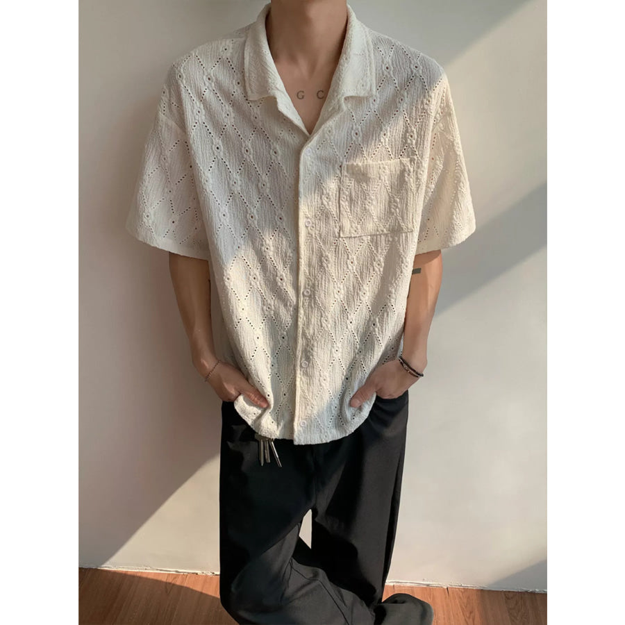 Men’s Plus Size Textured Knit Short-Sleeve Shirt White / M Apparel and Accessories
