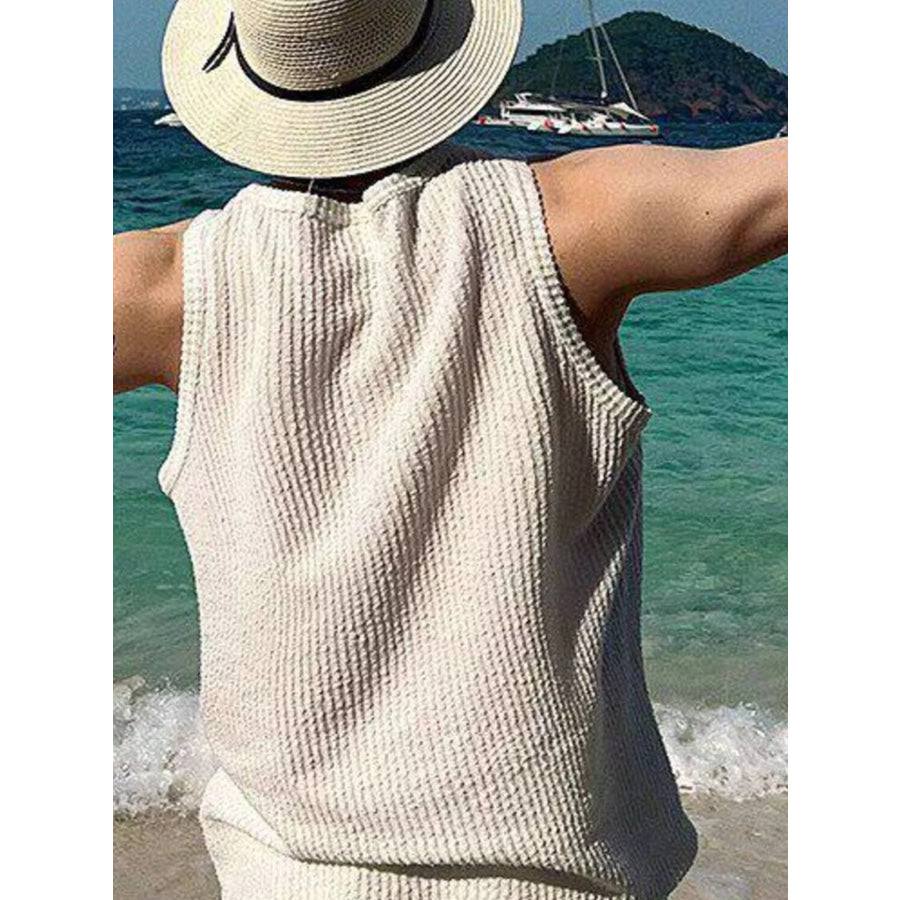 Men’s Plus Size Textured Knit Sleeveless Tank Top Apparel and Accessories