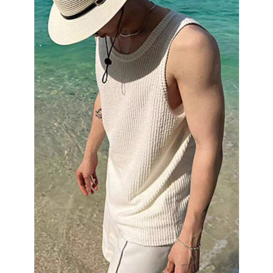 Men’s Plus Size Textured Knit Sleeveless Tank Top Apparel and Accessories