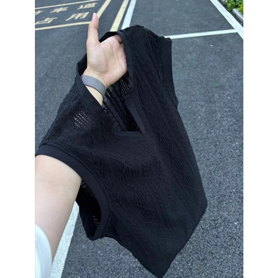 Men’s Plus Size Textured Knit Tank Black / M Apparel and Accessories