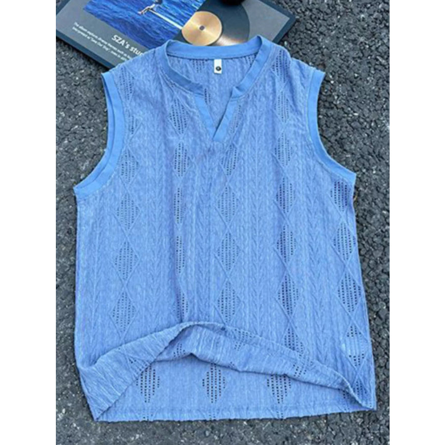 Men’s Plus Size Textured Knit Tank Blue / M Apparel and Accessories