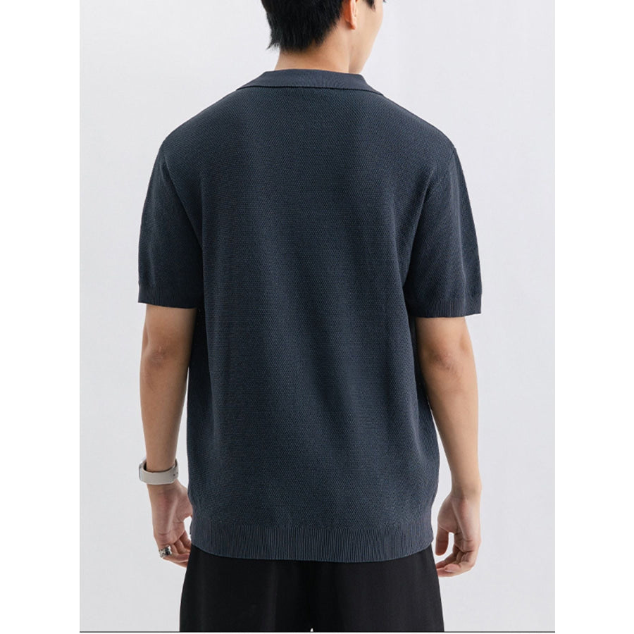 Men’s Plus Size Textured Knit Zip-Up Polo Apparel and Accessories