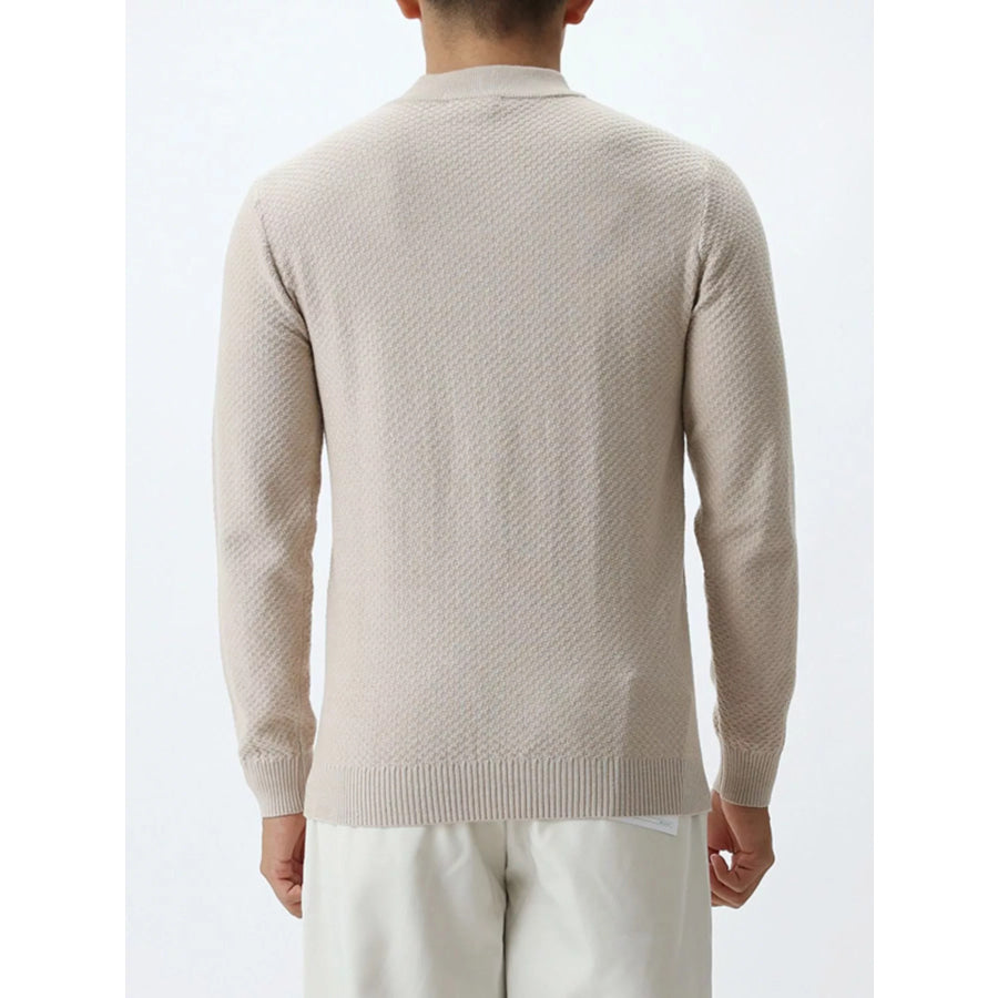 Men’s Plus Size Textured Mock Neck Knit Top Apricot / M Apparel and Accessories