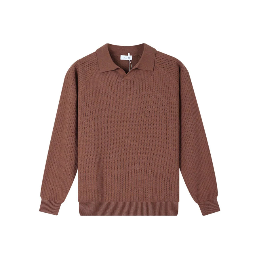 Men’s Plus Size Textured Polo Collar Knit Top Apparel and Accessories