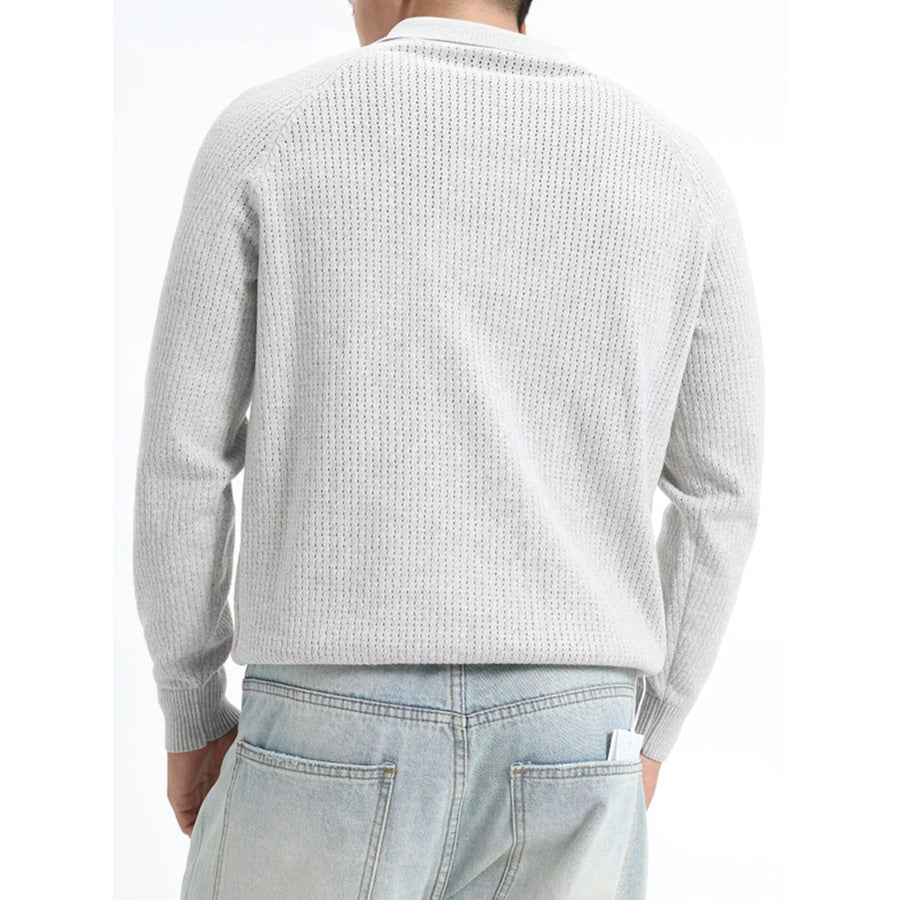 Men’s Plus Size Textured Polo Collar Knit Top Apparel and Accessories