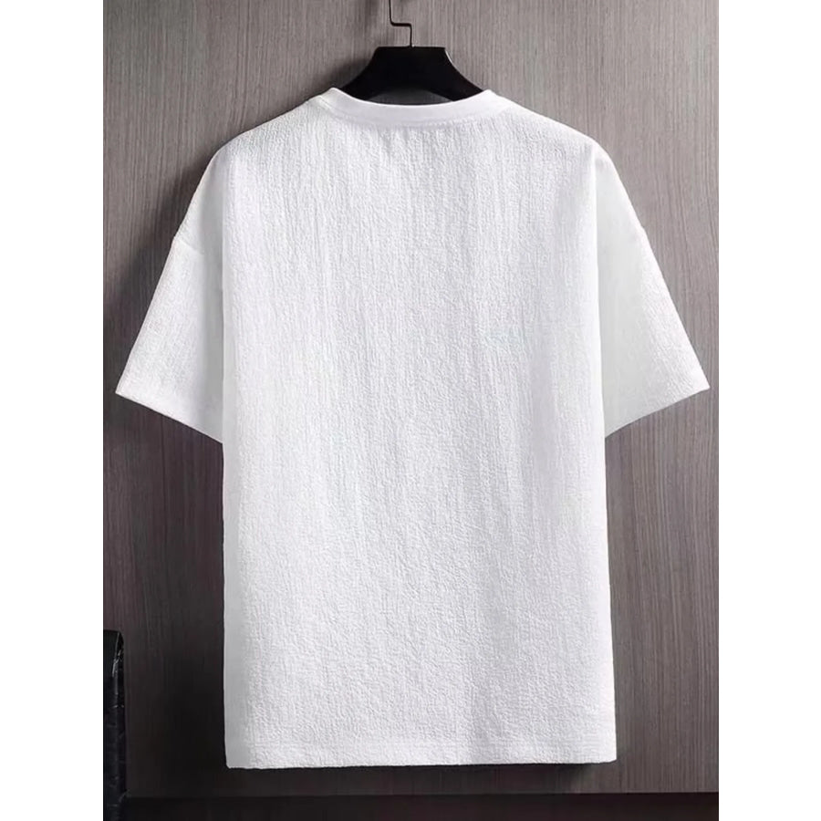 Men’s Plus Size Textured Round Neck T-Shirt Apparel and Accessories