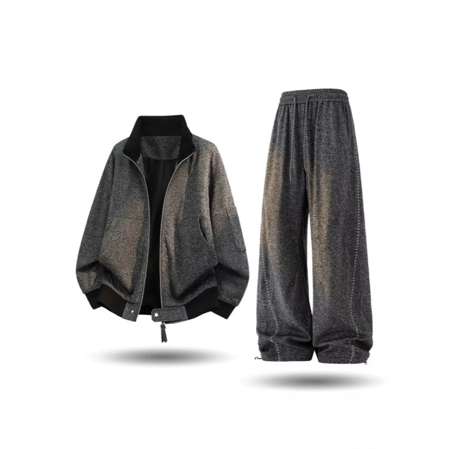 Men’s Plus Size Thick Jacket and Pants Tracksuit Set Dark Gray / M Apparel and Accessories