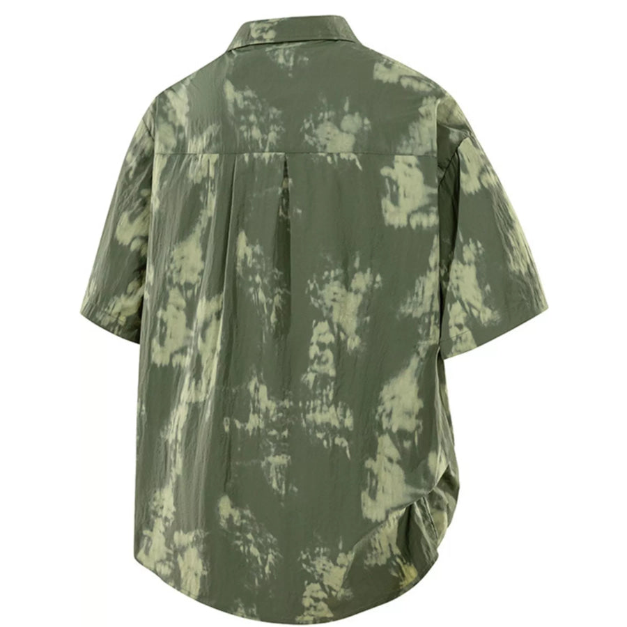 Men’s Plus Size Tie-Dye Print Casual Short Sleeve Shirt Apparel and Accessories