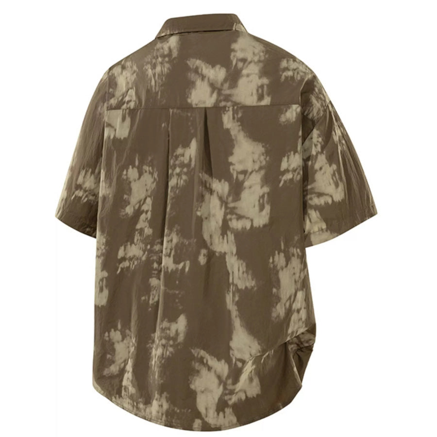 Men’s Plus Size Tie-Dye Print Casual Short Sleeve Shirt Apparel and Accessories